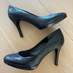 Ann Taylor Leather Black Textured Heels